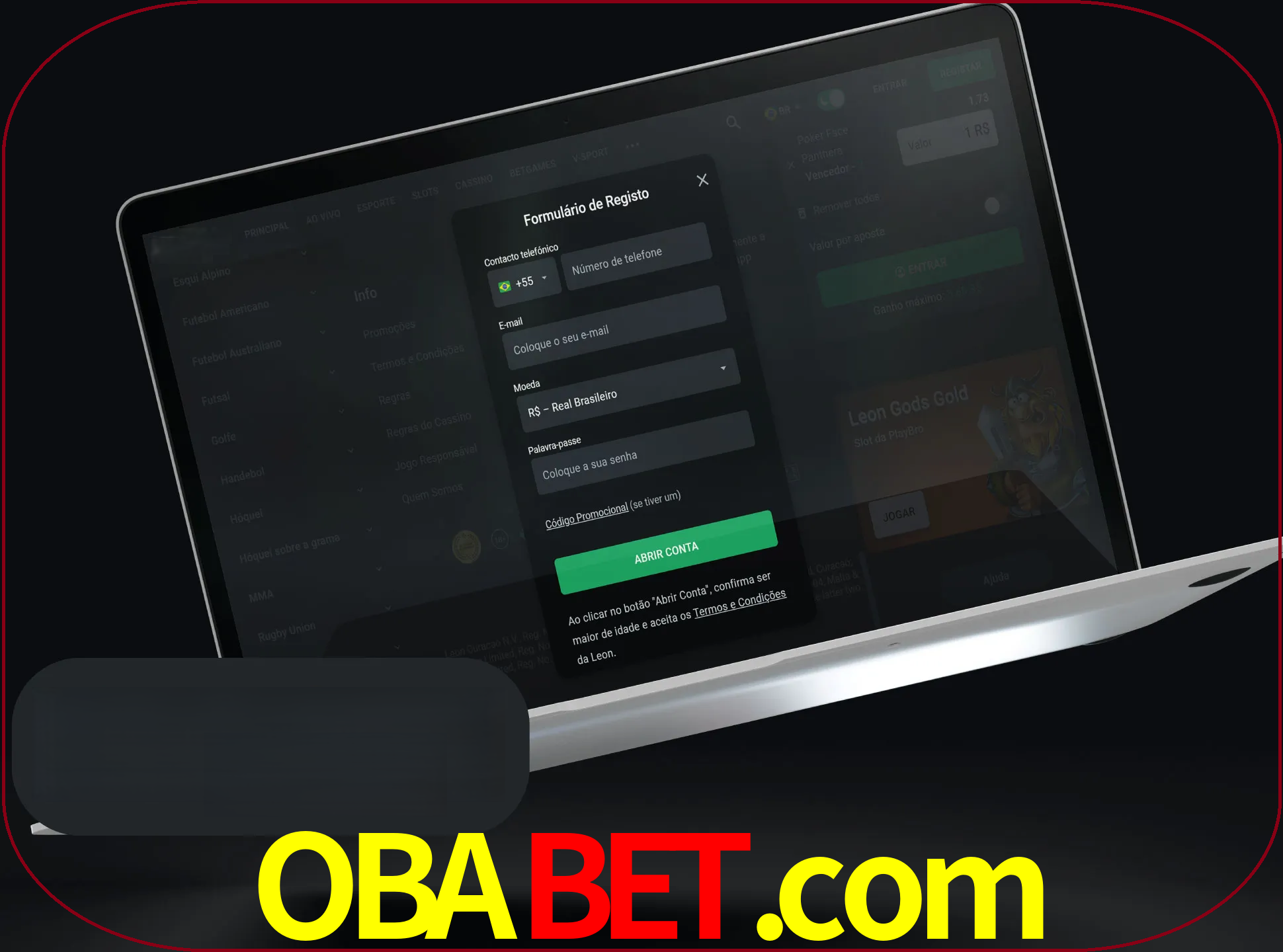Abra o site da LeonBet e crie sua própria conta.